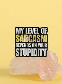 1pc Creative Geometric "The Sarcasm Is Strong With This One" English Text White Letter Metal Badge Brooch, Suitable For Men And Women Everyday Wear - Black and White - View 11