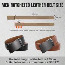 WOTOW 2 Pack Men's Ratchet Leather Belts Adjustable Buckle Belts Ideal For Father's Day Birthday Valentine's Day