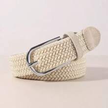 1 条女士帆布弹力编织装饰腰带，时尚休闲复古皮带，无扣，适合晚宴、派对、日常穿着、婚礼等场合秋季、万圣节