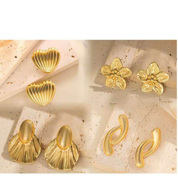 1 Pair/4 Pairs Asymmetrical Stainless Steel Earrings, Lightweight Luxury Earrings For Women