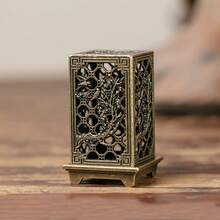 Queimador de incenso com tripé oco de 1 peça, porta-incenso de metal vazado para aromaterapia interna, decoração de casa, cerimônia do chá chinesa, santuário doméstico, acessório para sala de estar, mini aquecedor de incenso - Marrom Claro - Ver 7