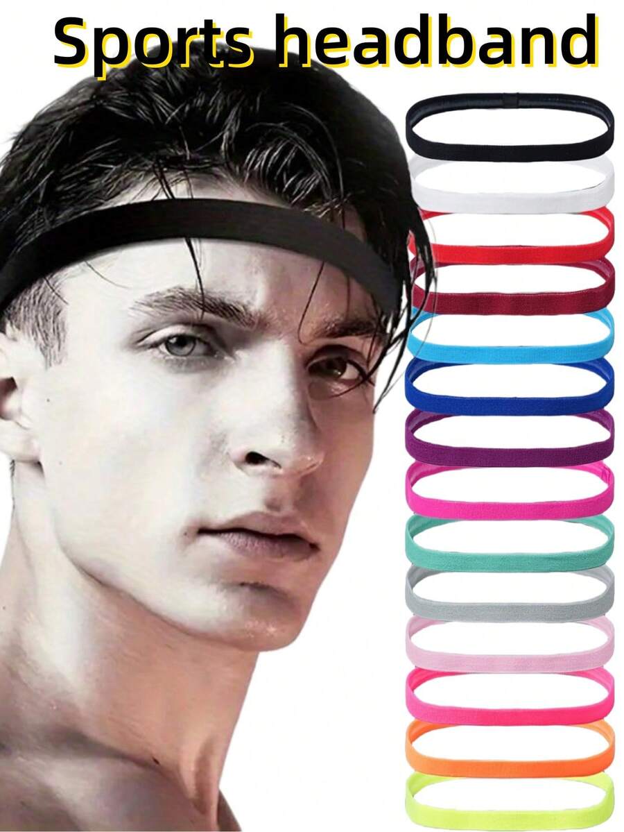 1/3pcs Lightweight Portable Thin Elastic Sports Headband, Silicone Grip Sweatband Mini, Suitable For Workout Yoga Pilates, Thin Sports Headband, Suitable For Gym/Hockey/Soccer Elastic Non-Slip Sports Headband Unisex - Multicolor - View 1