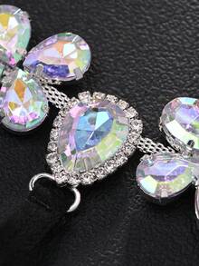 STONEFANS 1pc Rhinestone Flower Decor Sexy Fashionable Panty, Versatile Jewelry Accessory For Women, Suitable For Summer Beach, Y2K Style - STL2927 Silver AB - View 7