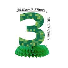 1pc Pixel Birthday Decor, Green Pixel Series Digits 0-9 Honeycomb Decor Options, Pixel Birthday Honeycomb Center Decor, Pixel Birthday Table Decor, Party Supplies, Birthday Gift, Party Favors, Hawaiian Christmas Party Decoration - Multicolor - View 10