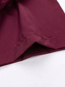 Rand paul Men's Casual Social Short Sleeve Plain Shirt With Pocket In Slightly Stretch Polyester - 酒紅色 - 查看 5