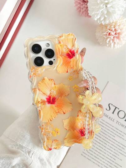 Floral Transparent Yellow Pattern Painted Braided Lace Transparent Attached Bracelet Flat Printing Painted Anti-Drop Fashion Cute Compatible With Iphone 16/IPhone 16 Pro/IPhone 16 Pro Max/IPhone 16 Plus/10 Cases Anti-Drop New IPhone 14 Candy IPhone 15 Phone Case XS Painted 78P European And American XR Painted 78GES2 Printing Max Compatible With IPhone P15 Pro MXA Anti-Drop P14 Thickened P13 Soft Shell P12 Full Package P11 Compatible With Samsung S25 A14 A15 A16 A24 A36 A35 A24 A13 Waterproof Shockproof Scratch Resistant