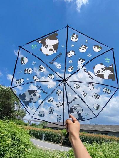 1把中国风熊猫图案透明伞，适合街头摄影、通勤、艺术创作和送礼（由于批次不同，伞面布料、伞骨颜色、英文字母图案设计、纽扣形状和伞骨颜色随机搭配，由此造成的不便敬请谅解。），户外、花园、旅行必备、便携必备、沙滩必备、毕业季、毕业典礼、毕业礼物、毕业赠礼、毕业礼物、毕业礼物、毕业赠礼、毕业礼物、祝贺毕业、祝贺毕业生、优秀毕业生、毕业典礼、毕业派对、户外必备、旅行便携、徒步旅行必备、露营必备、便携工具、夏季必备、夏季便携