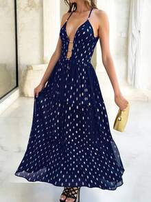 فستان شيفون بطبعة أوراق، أنيق وجذاب بياقة على شكل حرف V، فستان زلة عتيق، فستان لحفلة العودة إلى المدرسة، مناسب للشاطئ والعطلات والمهرجانات الموسيقية وحفلات المشروبات، ملابس سيدات جوتيك جذابة لعيد الميلاد