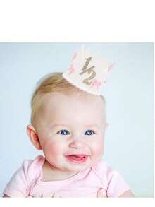 1 套 1/2 生日蝴蝶结皇冠高脚椅横幅装饰、6 个月女婴装饰、粉色蝴蝶结横幅、甜蜜蛋糕拍照道具、小公主粉色丝带蝴蝶结派对 - 粉色 - 查看 9