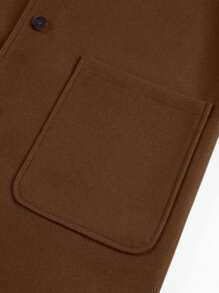 男士单排扣长袖大衣，棕色，休闲商务两相宜，秋冬季，适合送给丈夫/男友 - 巧克力棕 - 查看 4