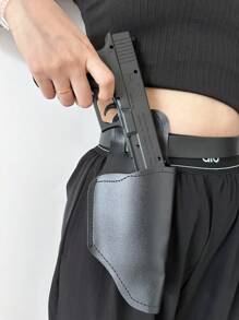 1 conjunto de adereços para festa de cosplay, modelo de pistola de brinquedo de plástico e couro, adereço anti-disparo para fotografia e performance de Halloween