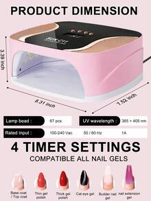 UV LED Nail Lamp, UV Nail Light For Nail Polish, Portable Nail Dryer, Portable Nail Lamp With 4 Timers , Diamond Professional Nail Lamp For Home Salon Nail Art Tools - 查看 4