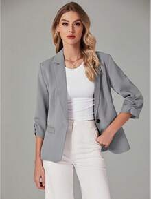 Women's 3/4 Sleeve Blazers, Dressy Suit Jackets Business Casual Work Outfits ELQS - 綠色 - 查看 6