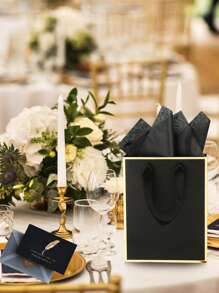 10pcs/4pcs/1pc-Metallic Paper Gift Bags With Handles And Tissue - Thank You Favorite Bags - Fall Party Christmas Diwali Bride (White, Black)