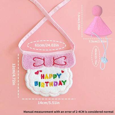 Babero para babear para el cumpleaños de mascotas, Conjunto de babero y gorro de cumpleaños para perros, Accesorio para fotografía de cumpleaños de mascotas