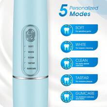 Electric Ultrasonic Scaler, Oral Care Kit, Teeth Whitening Scaler, Calculus, Plaque, Tartar And Other Cleaning, 5 Modes, Timer Reminder Function, With Usb Charging Base, Toothbrush Head, 2 Scaler Heads, Oral Mirror - Blue - View 4