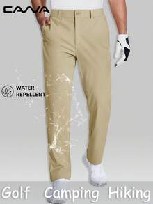 Cavva Herren Golf Ready Hose, leicht, 4-Wege-Stretch, atmungsaktiv, elastischer Bund, 2 Seitentaschen, Schnellzugriff-Handschuh-Tasche, Hose für Wandern, Camping, Angeln, Golf - Khaki - Übersicht 1