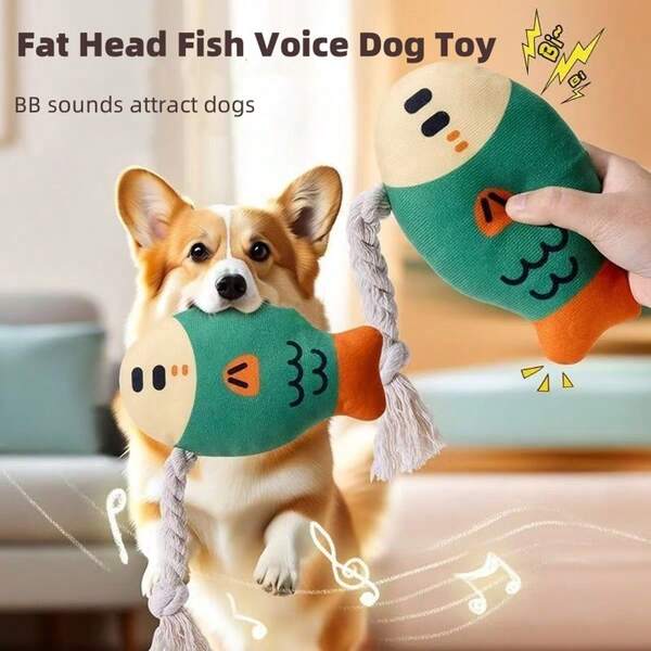 1 pièce Jouet grinçant pour animal de compagnie, design de poisson gras réaliste, jouet à mâcher pour chien pour soulager l'ennui