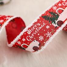 1 pieza Cinta navideña nueva, cinta de tejido, cinta de cáñamo, cinta decorativa navideña a cuadros con borde blanco