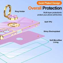 Motor Moto G 5G 2024 Case: Moto G Play 5G 2024 Case Wit 2Pcs Screen Tector360 Tion  Older  Kickstand Plating Gold Edge Soft TPU Tective Cover Lig Purple