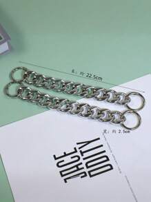 2 件适用于 DIY 凉鞋的亚克力粗链、手工包配件、银色亚克力鱼骨链，用于编织手提包带、手提包手柄、凉鞋 DIY 装饰 - 銀色 - 查看 5