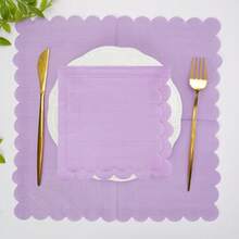 20 piezas/40 piezas/100 piezas Servilletas moradas con borde ondulado, servilletas de bebida y postre con forma floral y borde ondulado en color lila para decoración de cumpleaños, boda, fiesta de novia, aniversario, recepción y eventos - Morado - Ver 3