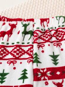 Mädchen modische und lässige Weihnachts-Plüsch-Muster bedruckte Hauskleidung Hose, weich, warm und bequem, gerade geschnittene Hose, sehr geeignet für Winterfeste, Partys und Zusammenkünfte