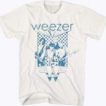 Hight Quality Weezer Rock Music Band  Vintage Style Adult Short Sleeve T Shirt Graphic Tees - 白色 - 查看 1