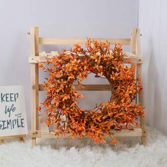 1pc Realistic Halloween Plant Wreath, DIY Decorative Wreath, 3 Color Options, Can Be Hung On Home Entrance, Living Room Wall, Bedroom, Office, Creates Holiday Atmosphere For Halloween, Thanksgiving, Autumn Harvest, Maintenance-Free