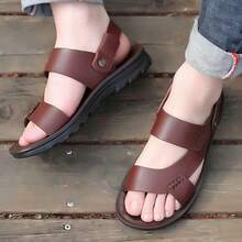 Sandalias planas de suela blanda para hombre, ideales para salir y relajarse, con suela gruesa, resistente al desgaste y antideslizante, perfectas para la playa. - Marrón - Ver 1