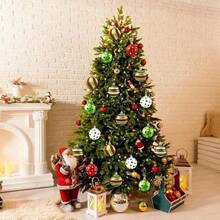 12pcs Classic Christmas Ornaments, 6cm Round Plastic Hanging Balls For Christmas Tree Decoration, Festive Holiday Decor For Wedding, Thanksgiving, Halloween, Valentine's Day - No Feathers, Christmas Party Decorations