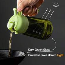 1PCS Barbecue Sprayer, Spray Bottle, Premium Olive Oil Sprayer Oil Pot, Light Resistant 2-In-1 Premium Glass Bottle Body, Can Spray Or Pour, Suitable For Barbecue, Kitchen, Outdoor, Label Stickers, Multiple Color Choices - màu xanh lá - Xem 1