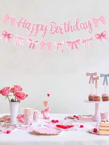 1 Set Pink Bow Sparkly "Happy Birthday" Banner, Decoration For Girls Party Background,Happy Birthday Bows Garland Banner, Glitter Pink Happy Birthday Bow Decorations For Girls, Pink Birthday Party Supplies,1st Birthday Party Banners, Bridal Shower Party Decorations, Room Home Bedroom Living Room Wedding Outdoor Decor,