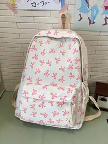 New Cute Style Bow Pattern Bag, Bow Pattern Backpack Bag, Lightweight School Bag, Student Large Capacity Backpack, Fresh And Simple Style School Bag Teenager Boy Girl Backpack 15.6 Inch Laptop Backpack Travel Backpack - Multicolor - View 1