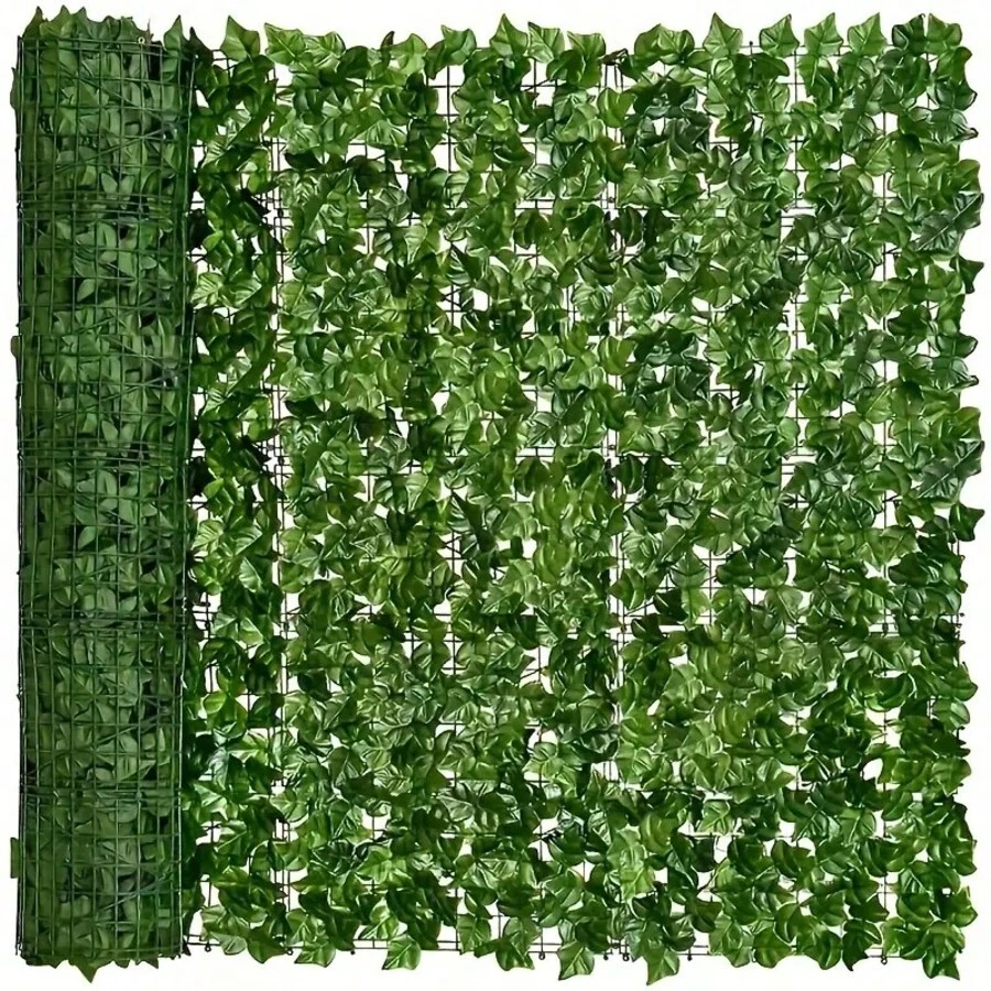 Expandable Artificial Ivy Privacy Fence - Artificial Hedge Wall, Suitable For Outdoor Decor, Garden Screen, Wedding Decor - Multipurpose Plastic Ivy Leaf Screen, 1 Piece - Green - View 1