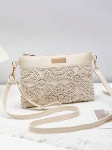 迷你沙滩包、腕带零钱包、女士斜挎单肩包、新款百搭小号单肩包、批发春夏季独特甜美方形包 - 米色 - 查看 2