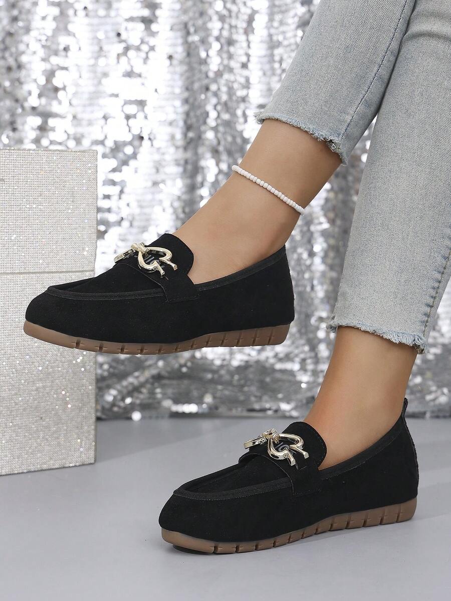 1 Paar Vintage Damen Loafer, Obermaterial aus Wildleder mit bedruckter Ketten-Dekoration, atmungsaktiv und bequeme Slip-On Flache Schuhe, geeignet für Partys, Dates, Tänze, täglichen Lässig-Stil, Strand, Innenbereich, Straße, Campus-Tragen