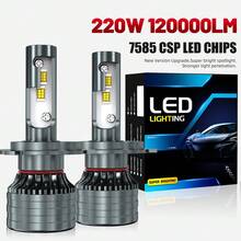 DrViAion 2 件 6000K H4 H7 汽车大灯 H1 LED 灯泡 H11 9005 HB3 9006 HB4 LED 灯 120000LM 涡轮灯泡 12V - 白色 - 查看 1