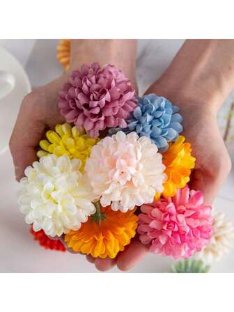 50/100/150/1800PCS Mixed Color Artificial Flowers Silk Daisy Heads Bouquets Fake DIY Candy Box Autumn Decorations Wedding Vase For Home Dining Room Bedroom Decorations, Festival Birthday Party Accessories, Outdoor Garden Decorations
