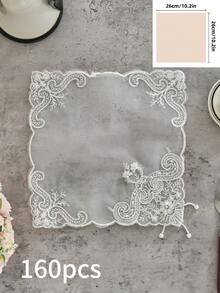 1/2/4/6pcs White Lace Square Coasters, French Vintage High-End Beaded Sequin Handmade Embroidered Placemats, Suitable For Coffee Table, Daily Use, Festivals, Weddings, Parties, Home Decor, Dorm Decor, Photography Background - White - View 14