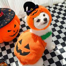 Funny Pumpkin Dog Halloween Costume Pet Dog Cat Thick Plush Pumpkin Decoration Shirt Clothes For Small Medium Dogs Cats Puppy Cute Halloween Party Cosplay Dress Up Outfits (Pet Hats And Clothes Need To Be Purchased Separately) Halloween Halloween Costumes - Multicolor - View 2