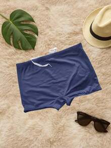 Lined Boxer Shorts With Elastic And Drawstring, Lined With UV50+ Protection - Navy Blue - View 5