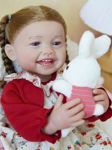 Brastoy Silicone Reborn Baby Doll Realistic 55cm Clothes Set Bottle Pacifier Plush - Màu Hồng baby - Xem 9