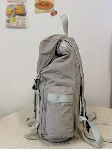 女士时尚简约彩色背包，翻盖开合，侧拉链口袋，轻便，适合旅行、校园、学校使用