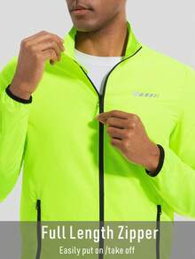LEOPATRIX Men's Lightweight Cycling Jacket, Wind And Water Resistant, With Reflective Details And 2 Zipper Pockets, Suitable For Running, Cycling And Hiking - Mustard Yellow - View 6