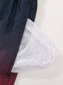 Ombre Drawstring Beach Shorts For Men, Quick Dry, Suitable For Beach, Exercise, Running, Swimming, Hot Spring, Boardshorts - Burgundy - View 5