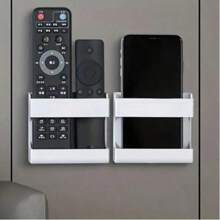 Soporte para teléfono de carga rápida de 1 pieza con almacenamiento que ahorra espacio: organizador de mesita de noche para la cama, soporte para pared  con adhesivo no dañino, perfecto para dispositivos móviles y controles remotos