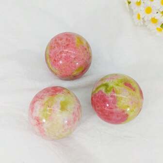 1pc Rose Rhodonite Ball - Polished From Rose Rhodonite Raw Stone, Crystal Craftwork, Vivid Color, Exquisite Beauty, Creative Home Decor Ornament, Excellent Gift Idea