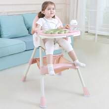 Cochildor Multi-Functional Children's Dining Chair, Adjustable Back, Foldable And Portable, There Are A Variety Of Forms Of Mobile Family Dining Chair | Is Very Suitable For Outdoor Dining, Holiday Gifts | A Variety Of Colors To Choose, Gray/Pink/Beige/Green - Hồng - Xem 4