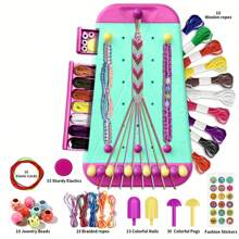 Complete DIY Craft Kit For Bracelets And Necklaces - Vibrant Handmade Jewelry Making Set With Pink/Green/Yellow Cords, Beads, Charms And Tools - Great For Teens' Creative Projects, Birthdays, Christmas And All Season Gifts, Jewelry Making Beads